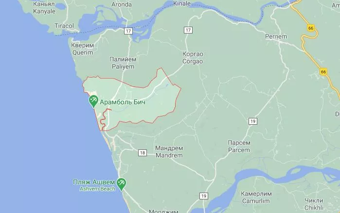 пляж Арамболь на карте