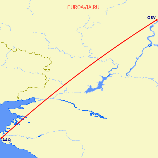 перелет Анапа — Саратов на карте