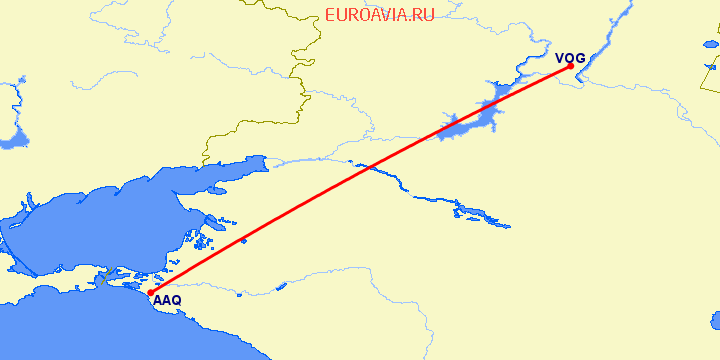 перелет Анапа — Волгоград на карте