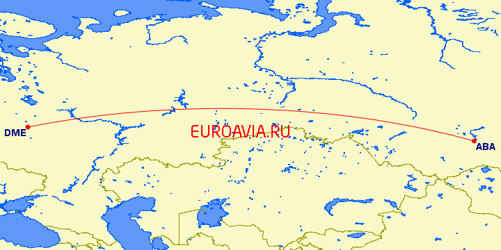 перелет Абакан — Москва на карте