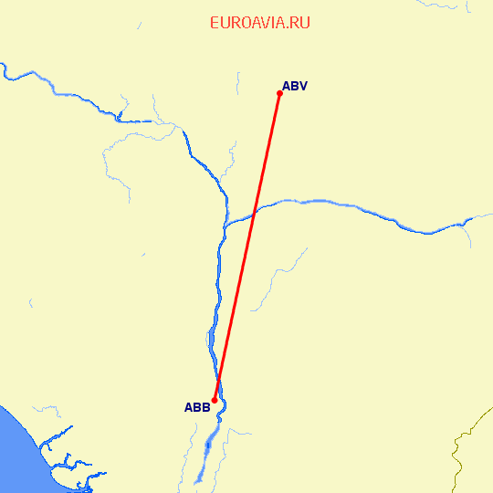 перелет Абингдон — Абуджа на карте