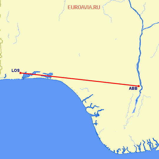 перелет Абингдон — Лагос на карте