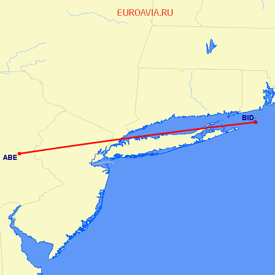 перелет Аллентаун — Block Island на карте