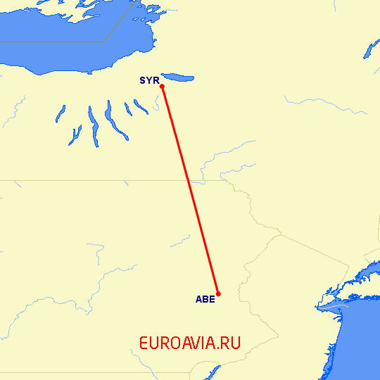 перелет Аллентаун — Сиракьюс на карте