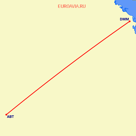 перелет Аль Баха — Даммам на карте