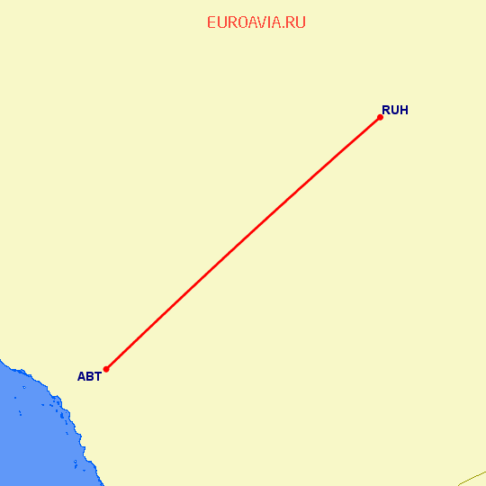 перелет Аль Баха — Эр Рияд на карте