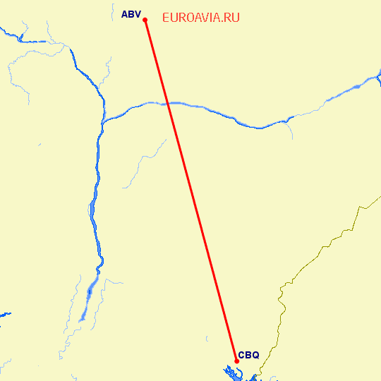 перелет Абуджа — Калабар на карте
