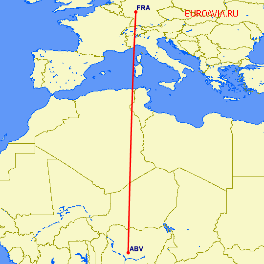 перелет Абуджа — Франкфурт на Майне на карте