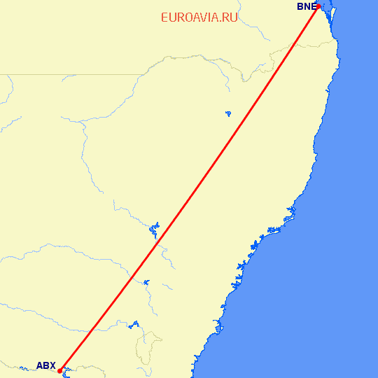 перелет Олбери — Брисбен на карте
