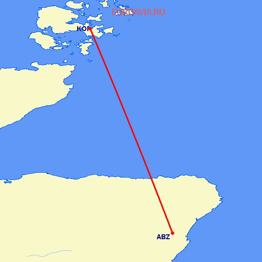перелет Абердин — Orkney Island на карте