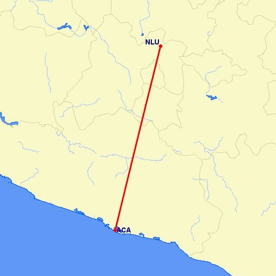перелет Акапулько — Santa Lucia на карте