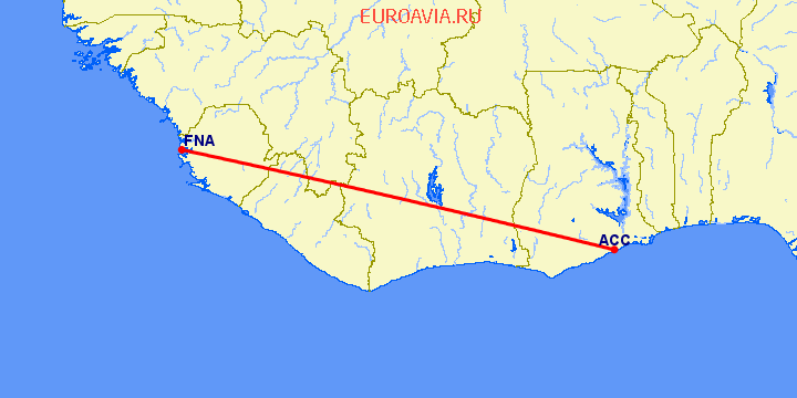 перелет Аккра — Freetown на карте