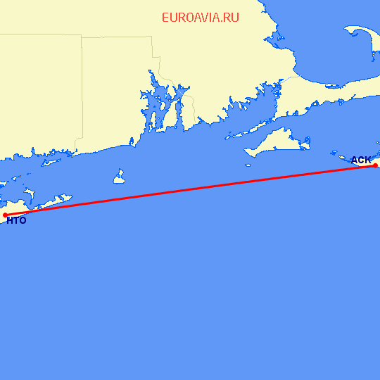 перелет Нантакет — East Hampton на карте