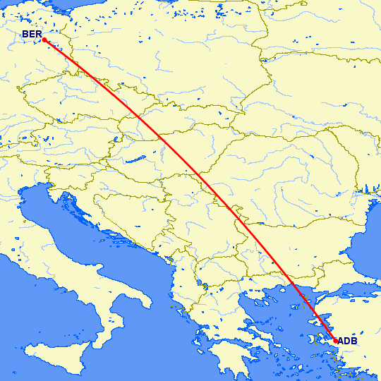 перелет Измир — Берлин на карте