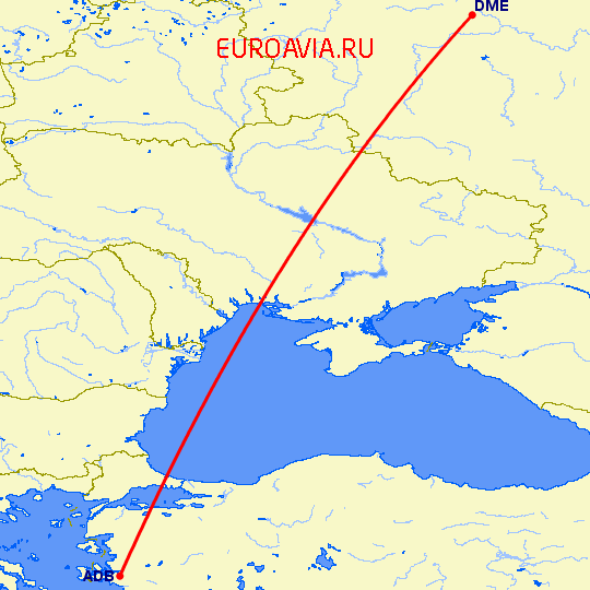 перелет Измир — Москва на карте