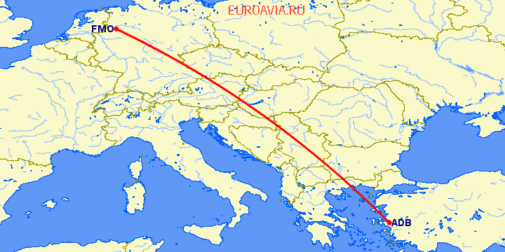 перелет Измир — Мюнстер-Оснабрюк на карте