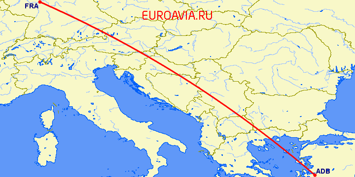 перелет Измир — Франкфурт на Майне на карте