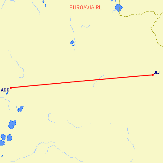перелет Аддис Абеба — Джиджига на карте