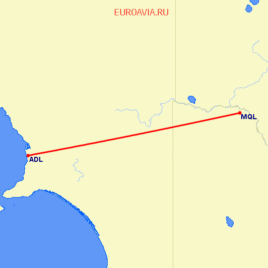 перелет Аделаида — Мильдура на карте