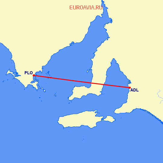 перелет Аделаида — Port Lincoln на карте