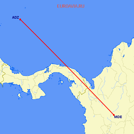 перелет Сан Андрес — Меделлин на карте