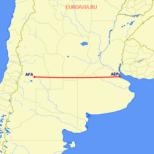перелет Буэнос Айрес — Сан Рафаэль на карте