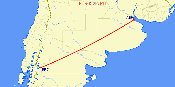 перелет Буэнос Айрес — Сан Карлос де Барилоче на карте