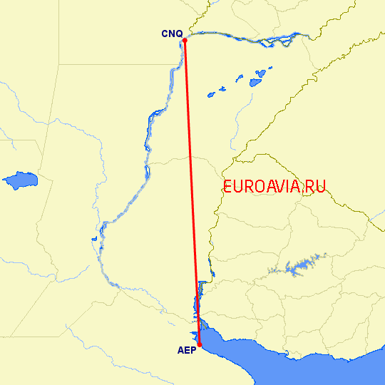 перелет Буэнос Айрес — Корриентес на карте
