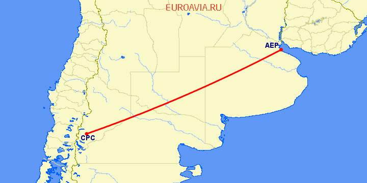перелет Буэнос Айрес — Сан Мартин де лос Андес на карте