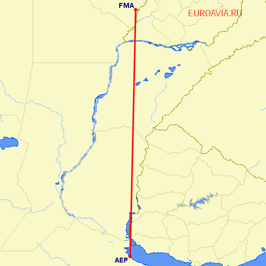 перелет Буэнос Айрес — Формоса на карте