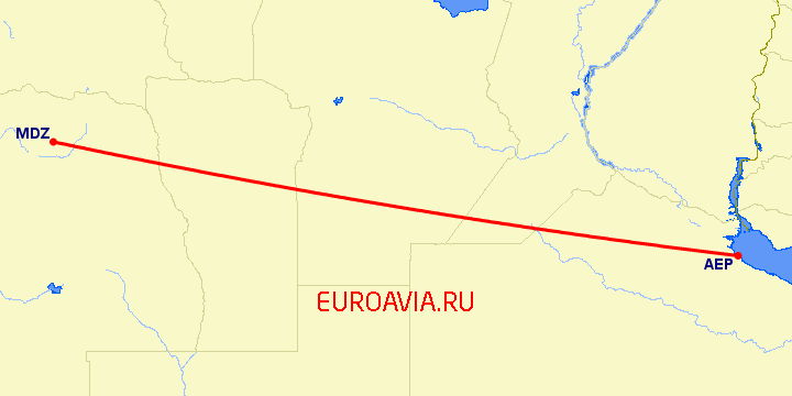 перелет Буэнос Айрес — Мендоса на карте