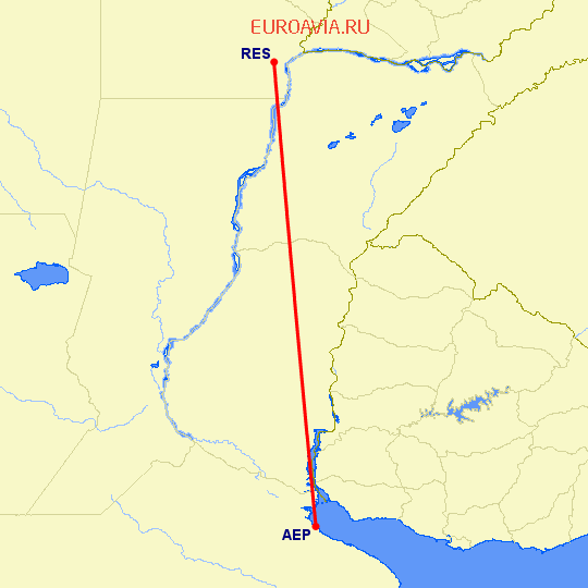 перелет Буэнос Айрес — Ресистенсия на карте