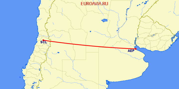 перелет Буэнос Айрес — Сантьяго на карте