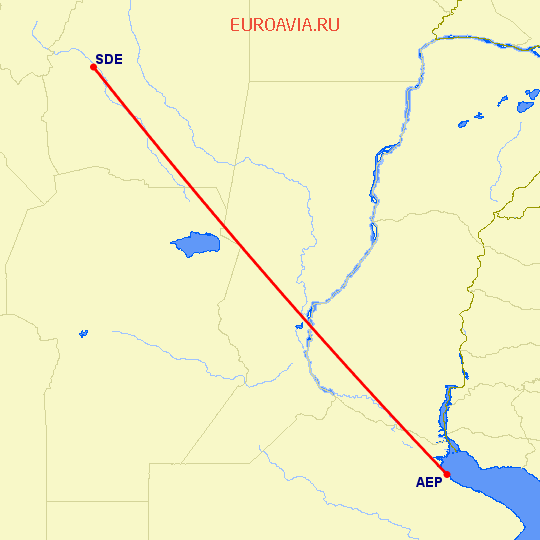перелет Буэнос Айрес — Сантьяго дель Эстеро на карте