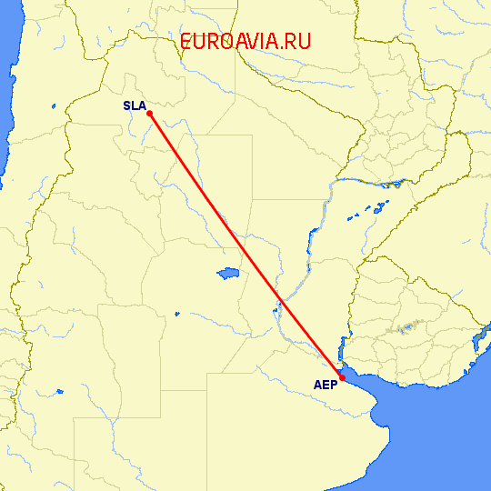 перелет Буэнос Айрес — Сальта на карте