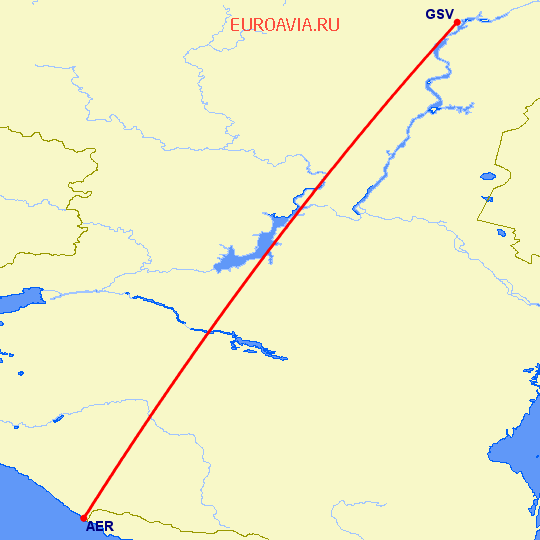 перелет Сочи — Саратов на карте