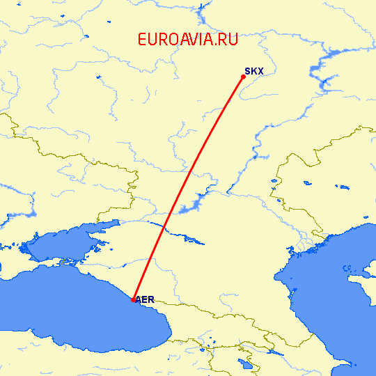 перелет Сочи — Саранск на карте