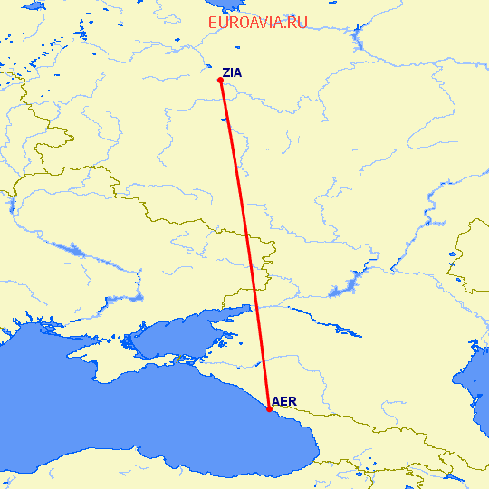 перелет Сочи — Москва на карте