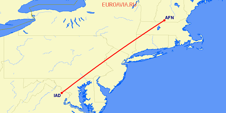перелет Jaffrey — Вашингтон на карте