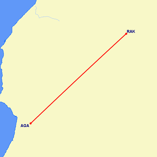 перелет Агадир — Марракеш на карте