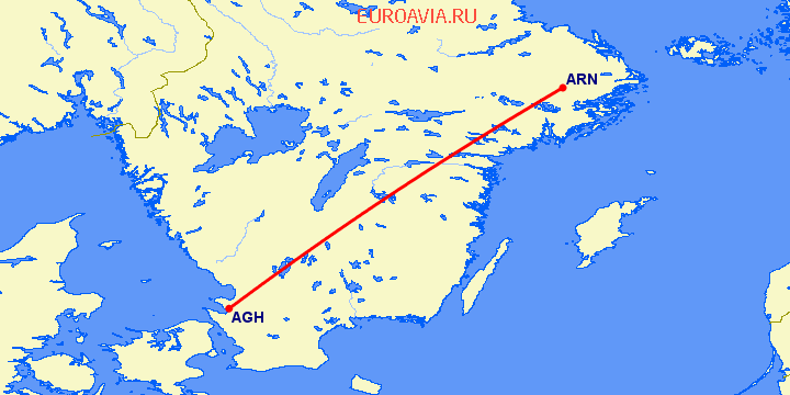 перелет Энгельхольм-Хельсингборг — Стокгольм на карте