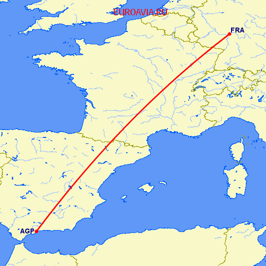 перелет Малага — Франкфурт на Майне на карте