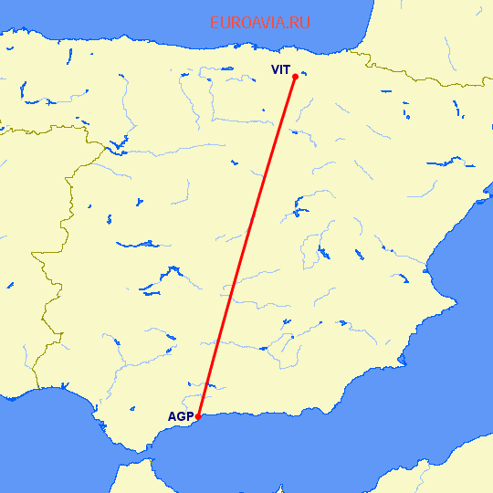перелет Малага — Витория на карте