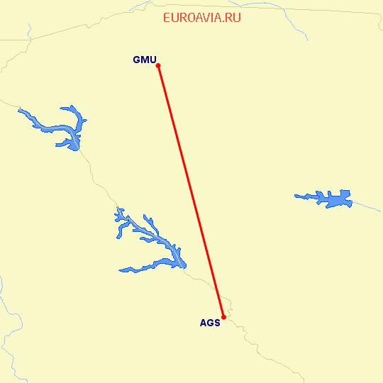 перелет Огаста — Greenville на карте