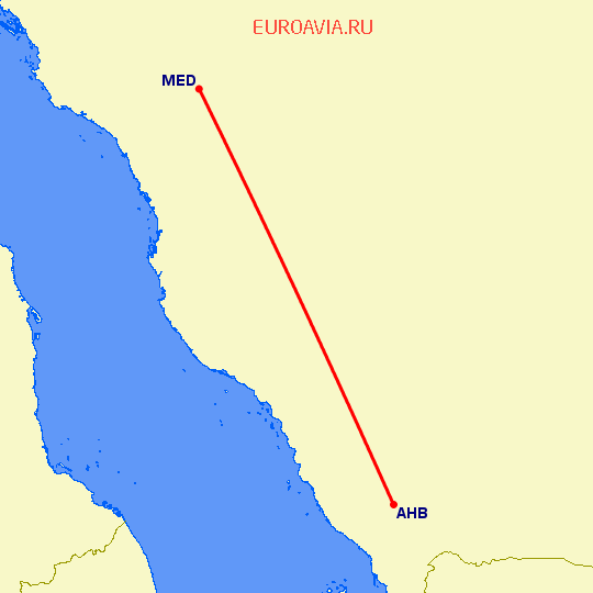 перелет Абха — Медина на карте