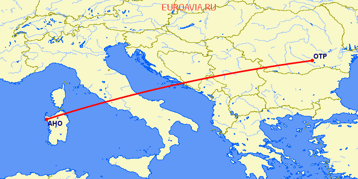 перелет Альгеро — Бухарест на карте