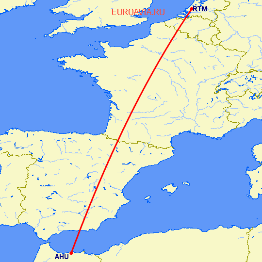 перелет Эль Хосейма — Роттердам на карте