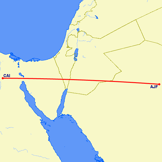 перелет Эль Жуф — Каир на карте