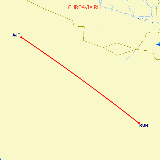 перелет Эль Жуф — Эр Рияд на карте