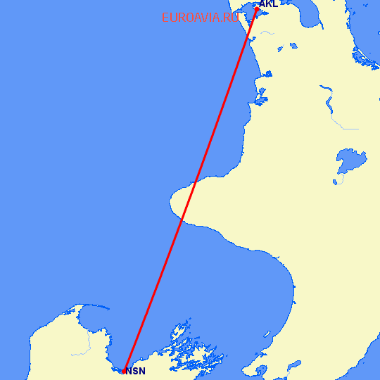 перелет Окленд — Нельсон на карте